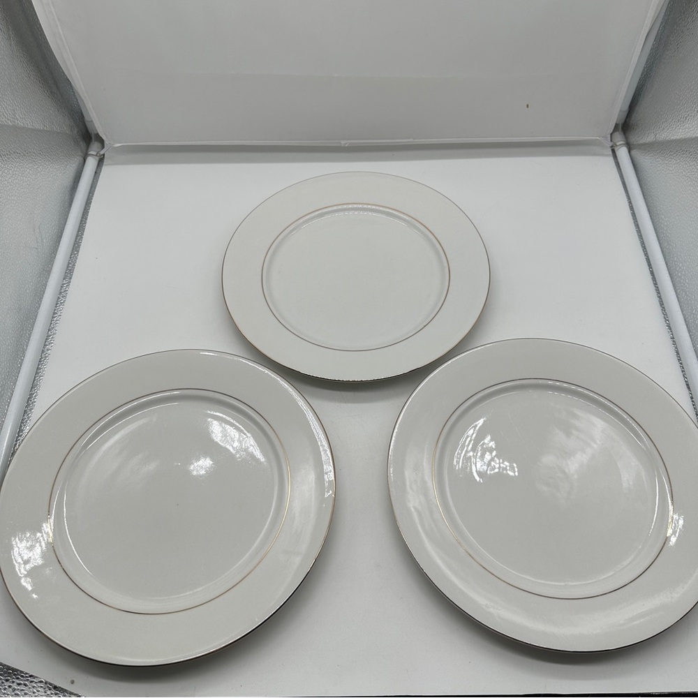 Set of 3 China Classic Gold Dinner Plate Plates 215 10 1/2"